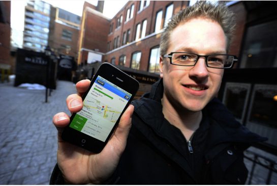 Web developer Matt Ruten shows off his app that displays the DineSafe history of nearby restaurants.
